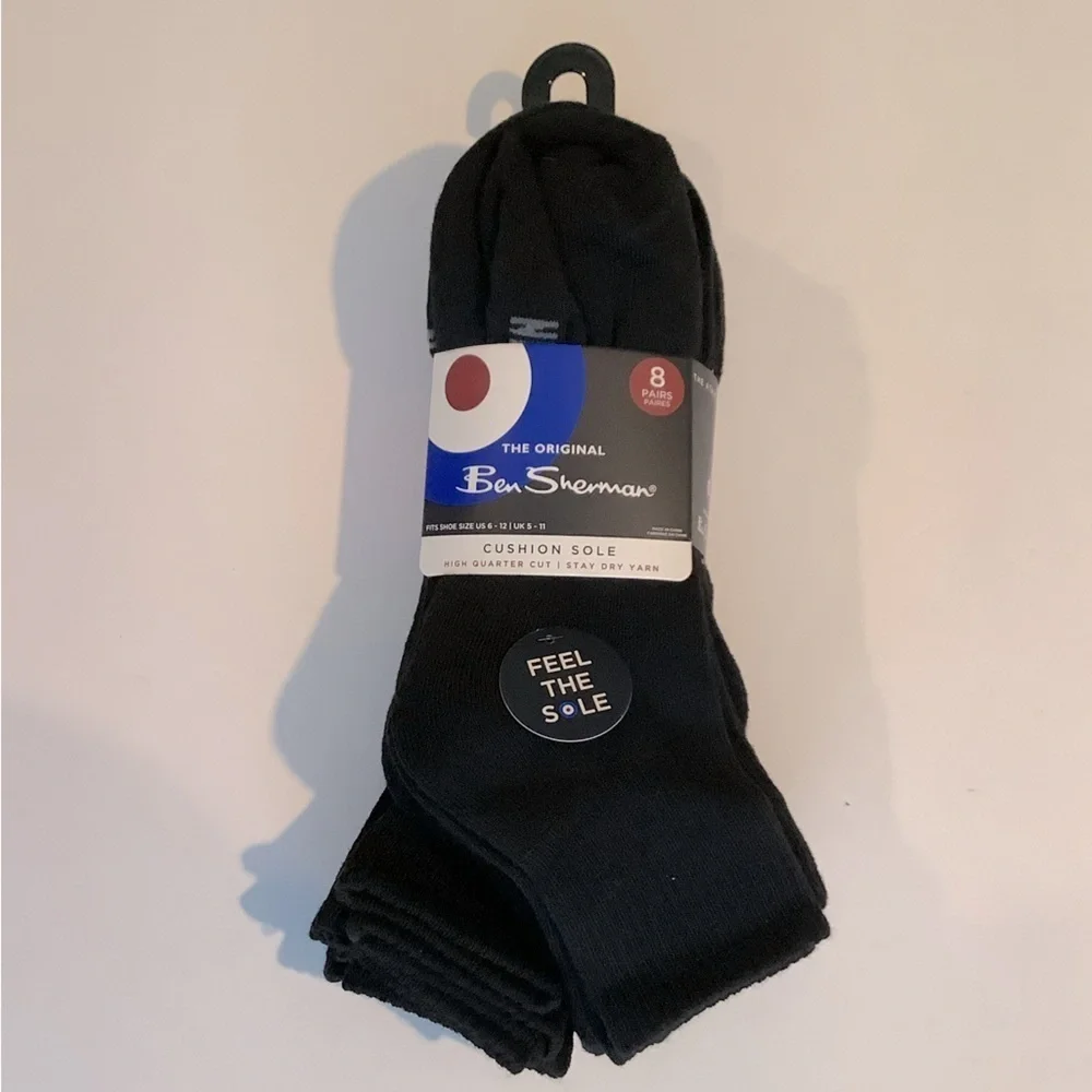 Ben Sherman Cushion Sole High Quarter Cut Socks Pack Of 8 New